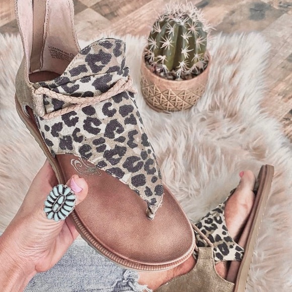 Boho Western Leopard Print Sandals - Picture 1 of 5